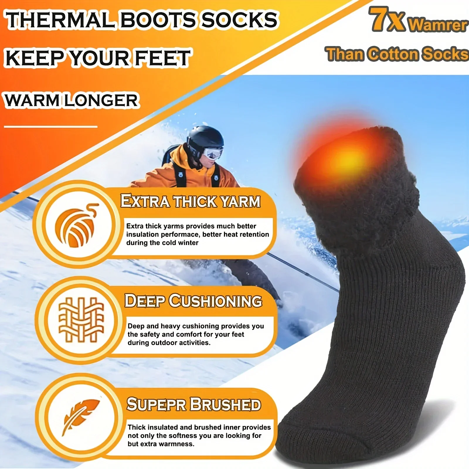 1/2/4/6/8/10/13/15/20Pairs Winter Thermal Socks for Men Women Cold Weather Insulated Socks Outdoor Hiking Skiing Warm Snow Thick