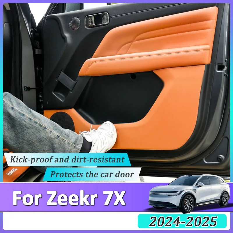 

For ZEEKR 7X 2024 2025 Car Door Leather Anti Kick Protector Stickers Film Anti-dirty Scratch Pad Cover Interior Auto Accessories
