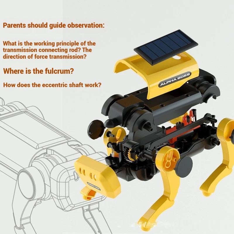 Solar Powered Robot Dog Assembly Kit Educational DIY Toy for Boys Durable Creative Birthday Gift for Children Playtime Fun