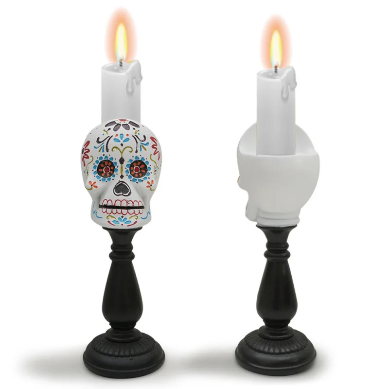 

Resin Halloween Dinner Candle Holder Holiday Scene Ornament Gift Personalized Prank Skull