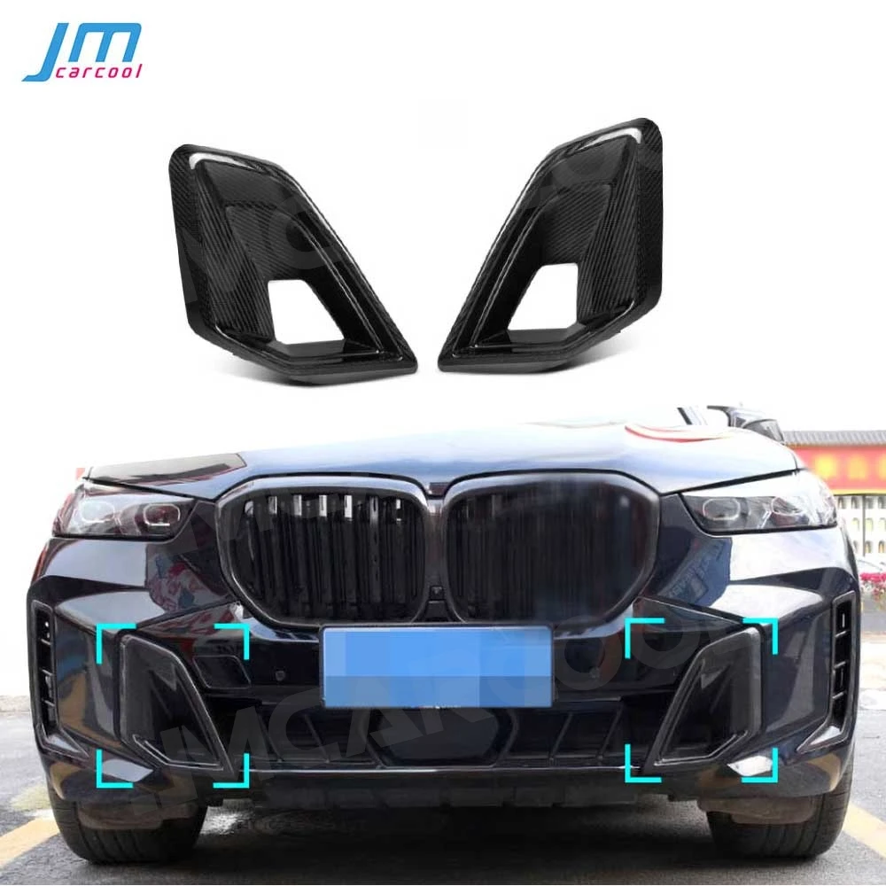 For BMW X5 G05 G18 LCI M Sport 2023+ Dry Carbon Fiber Front Bumper Air Intake Vent Trim Spoiler Foglamp Mesh FRP Car Accessories