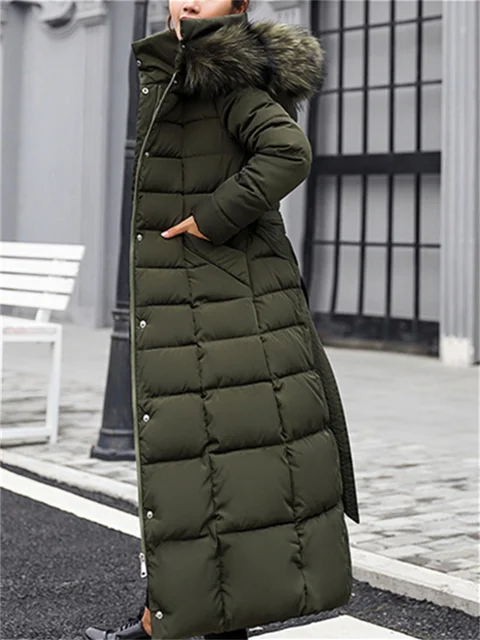 Elegant Long Parkas for Women Autumn Winter 2023 New Korean Fashion Hooded Thicken Warm Jackets Ladies Long Y2k Coats