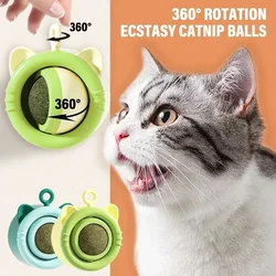 Rotating Cat Mint Ball Sticking To Wall Happy Ball Snacks Candy Cats Self Hi Toy Teeth Grinding Cat Stick Pet Toys