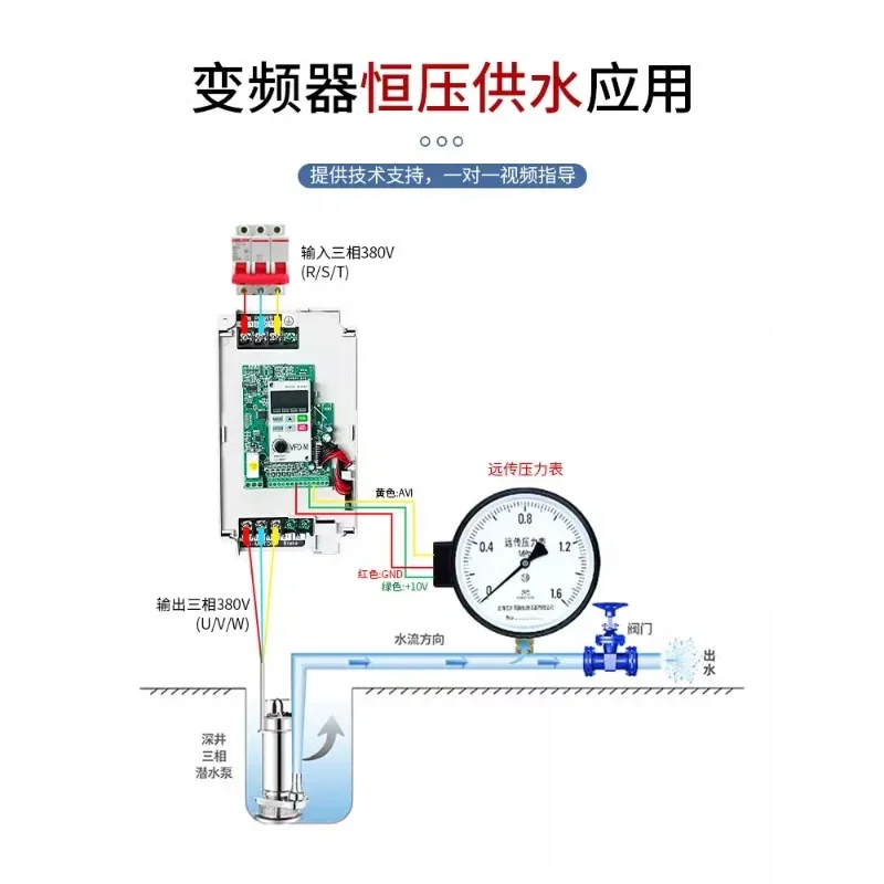 Heavy duty frequency converter three-phase 1.5 kW 3.7KW motor fan D-elta Delixi speed controller water pump engraving machine