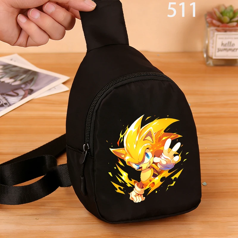 

Детские нагрудные сумки Anime Sonics, сумка через плечо для мальчиков и девочек, спортивная сумка для активного отдыха, повседневная сумка для студентов, дорожная сумка для телефона