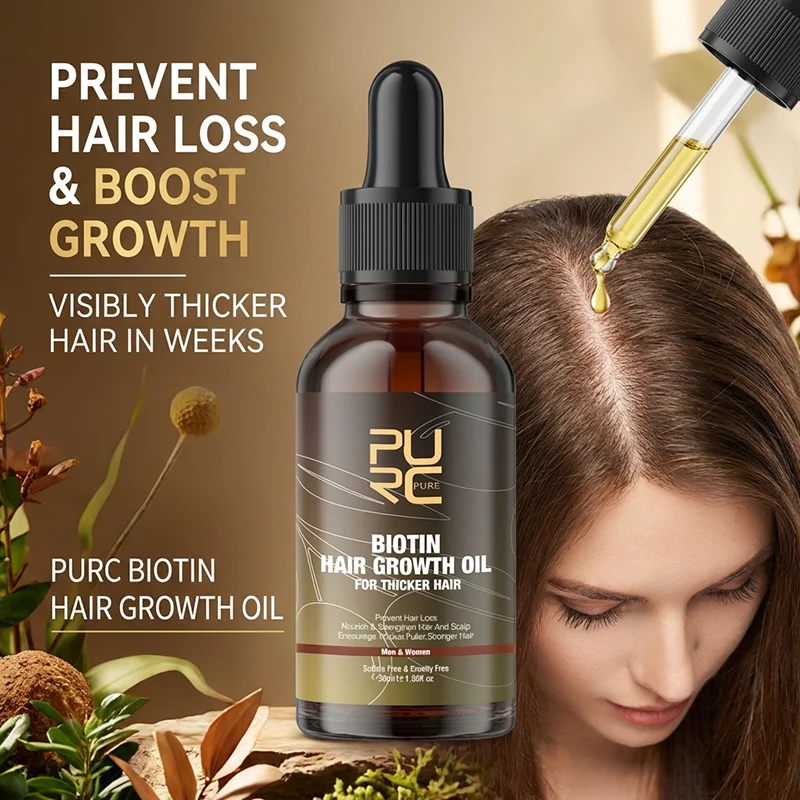 

Масло для роста волос PURC с биотином, средство от выпадения волос, имбирное средство для утолщения волос, быстрое восстановление роста волос для мужчин и женщин, уход за волосами