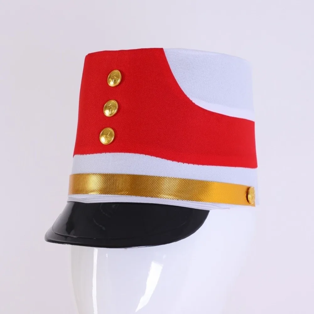 Stylish Drummer Hat Striped Marching Band Drum Band Hat Guard Parade Cap Performance Costume