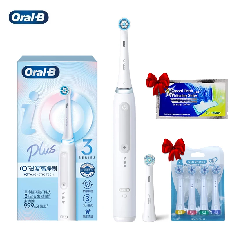 

Oral B IO3 Intellight Electric Toothbrush Rechargeable Teeth Brush 3 Cleaning Modes IPX7 With Extra Replacement Toothbrush Heads