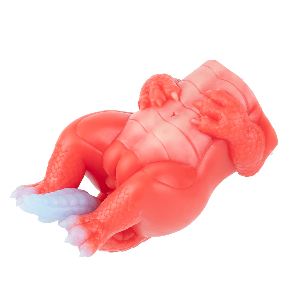 GEEBA نابض بالحياة تصميم التنين الأحمر الناري ذكر الاستمناء ثنائي القناة سيليكون الرجال Onahole PocketPussy واقعية المهبل الضارب #4