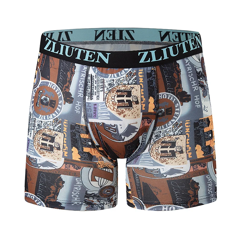 5 قطع الرجال أزياء الطباعة الملابس الداخلية الطويلة الملاكم السراويل عطلة الرياح شورتات للبحر مريحة الشباب الرياضة ركوب السراويل تمتد