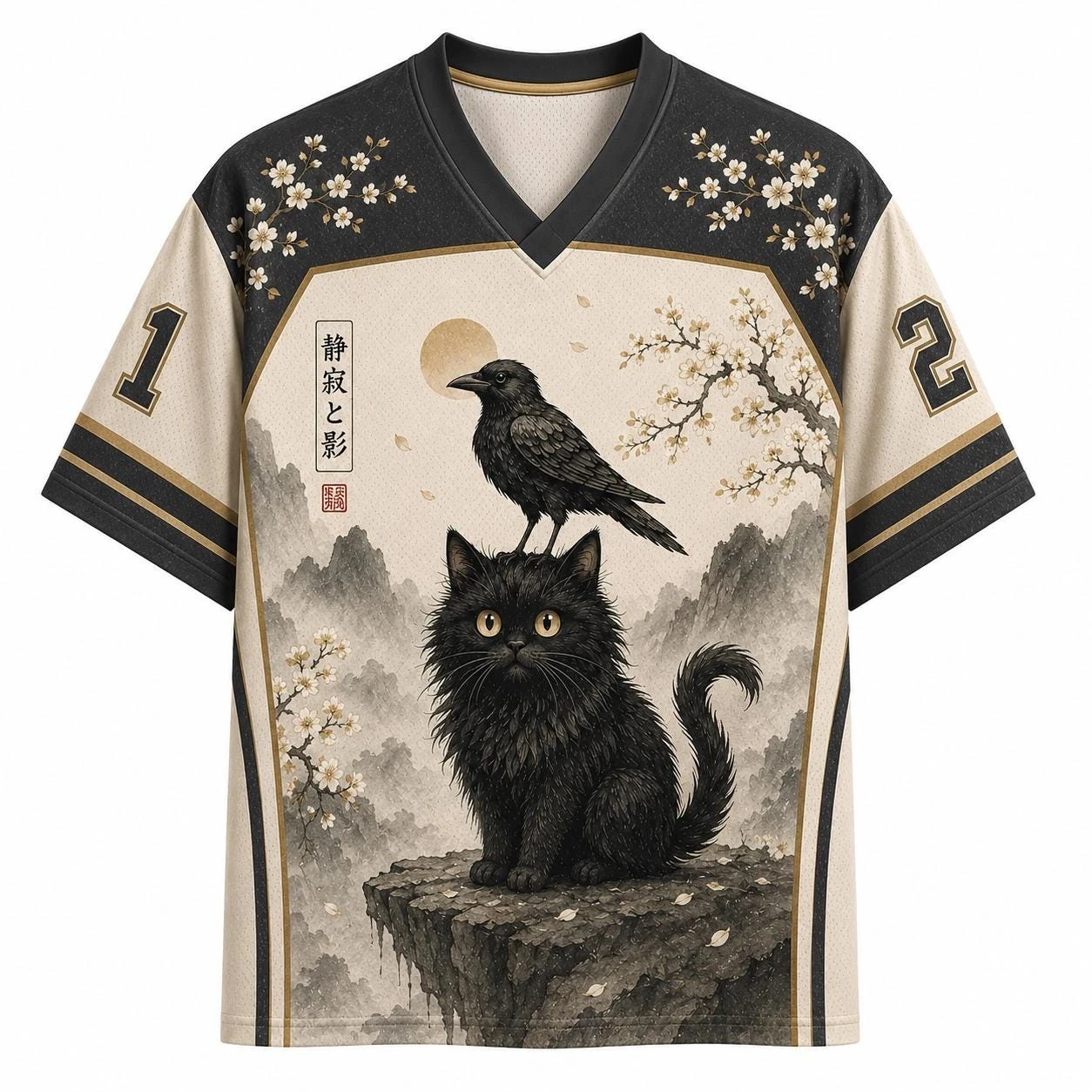 2026 Summer Fashion New Fun Ink Painting Black Cat Crow Design 3D Printing Fast Drying Outdoor Leisure T-shirt Large Size