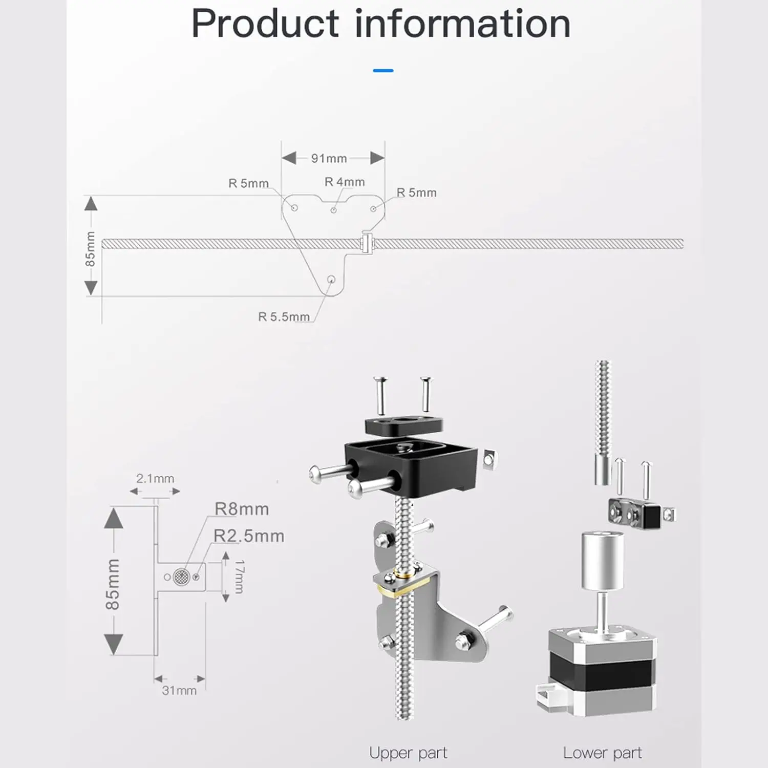 Imagem -04 - Creality Impressora 3d Kit de Atualização de Haste de Parafuso Duplo e Motor de Passo de Eixo z Duplo de Baixo Ruído para Ender3 Ender-3 Pro Ender-3 v2