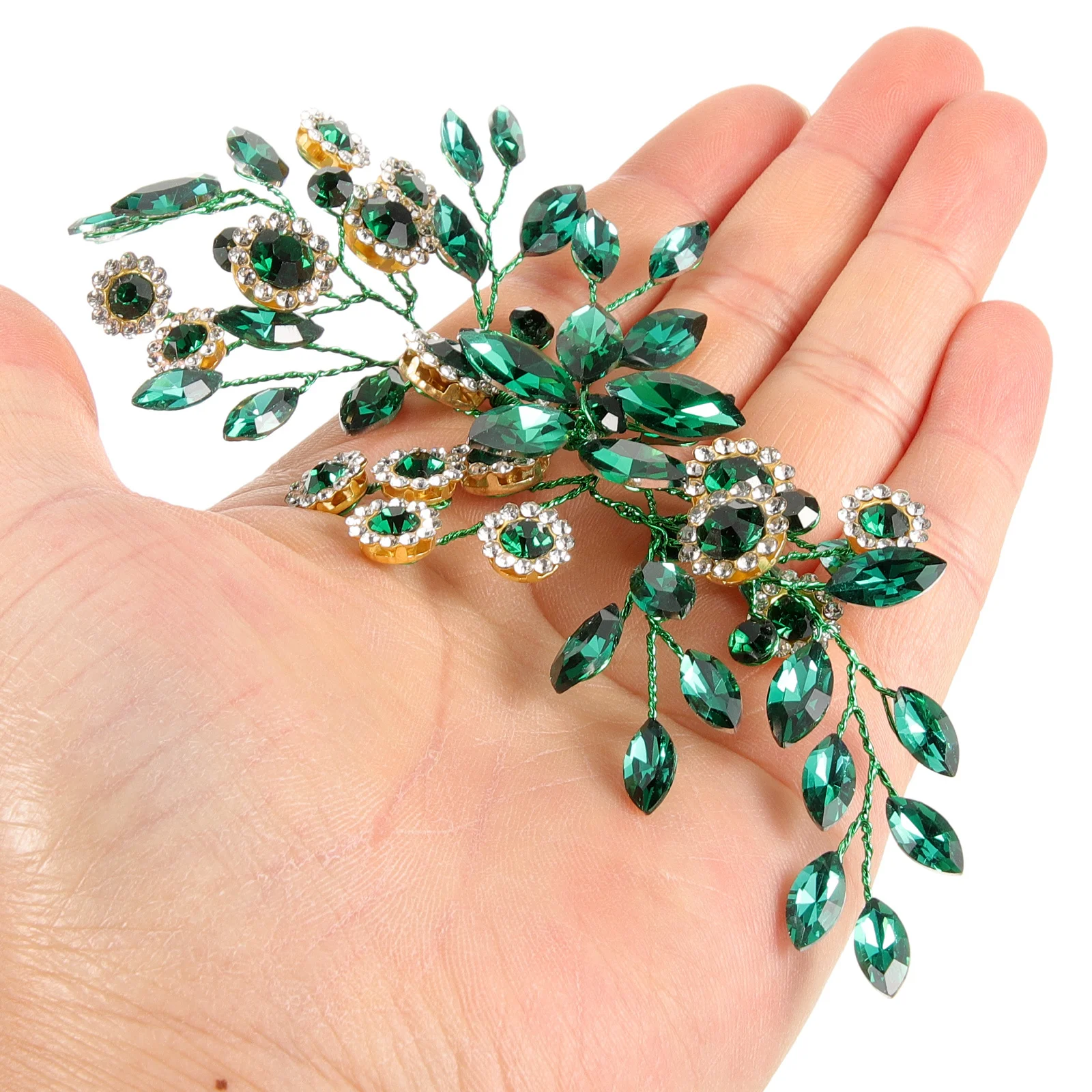 

Green Rhinestone Hair Vine Delicate Bridal Headpiece for Bride Wedding Hair Accessories Elegant Headdress for Women