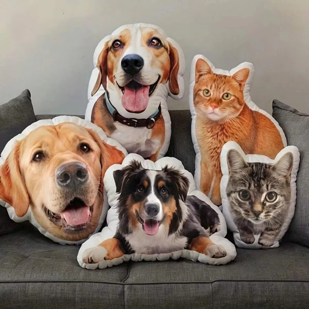Custom Pet Photo Shaped Pillow Personalized Dog Cat Picture Plush Cushion Customized Throw Pillow Gift for Pet Lovers