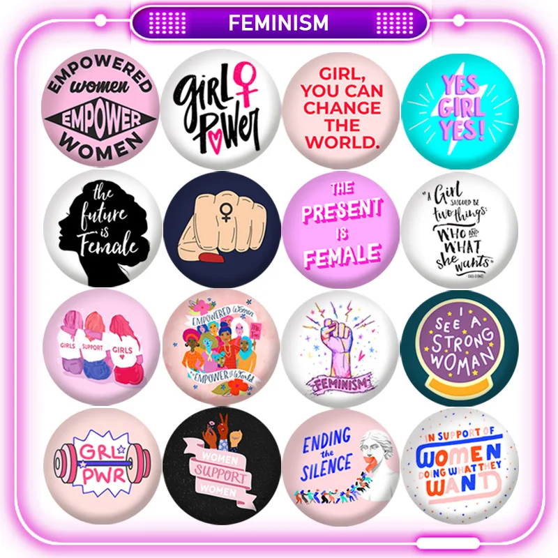 Support Feminism Peripheral Badge Personality Slogan Girl Power Independent Women'S Time Gem Brooch Accessories