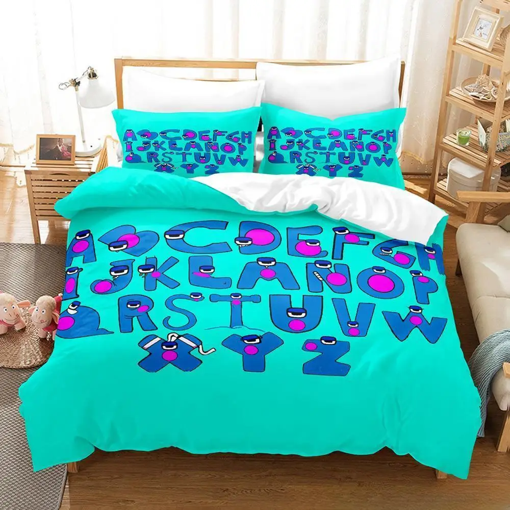 New 26 Alphabet Lore Bedding Set Cartoon Anime three-piece set Adult Kid Bedroom Duvet cover Sets Enlightenment 3D Print Kawaii