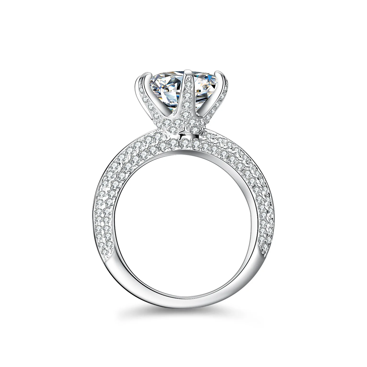 

18K Gold Inlaid Moissanite Ring, High-end and Fashionable Women's 3-carat Half Open Platinum PT950 Diamond Ring