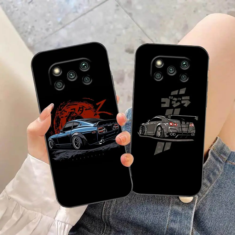 Japan JDM Drift Sports Car Phone Case For Xiaomi Poco X5 X4 X3 M5 M4 M3 F5 F4 F3 GT NFC Black Shark 5 Mix 3 4 Case Funda Shell