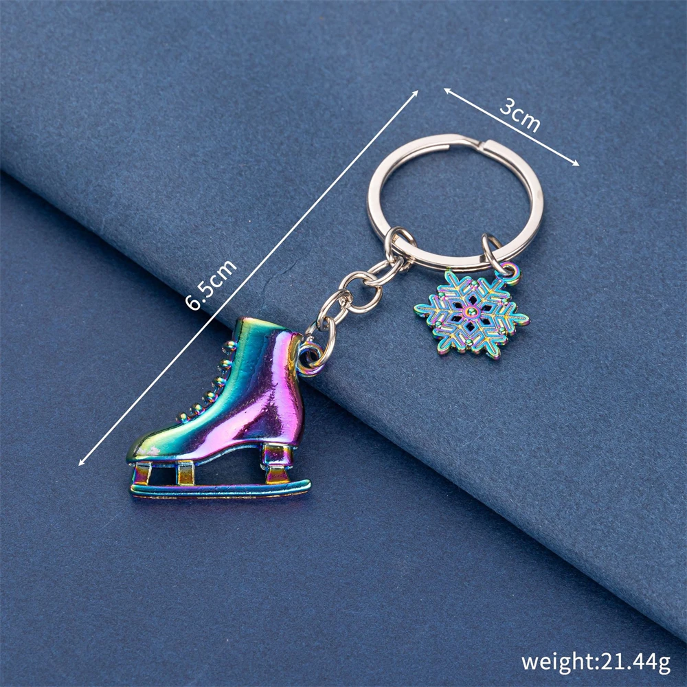 Snowflake Ice Skates Pendant Keychain Metal Figure Skating Shoes Keyring Women Men Handbag Decoration Party Favors Club Gifts