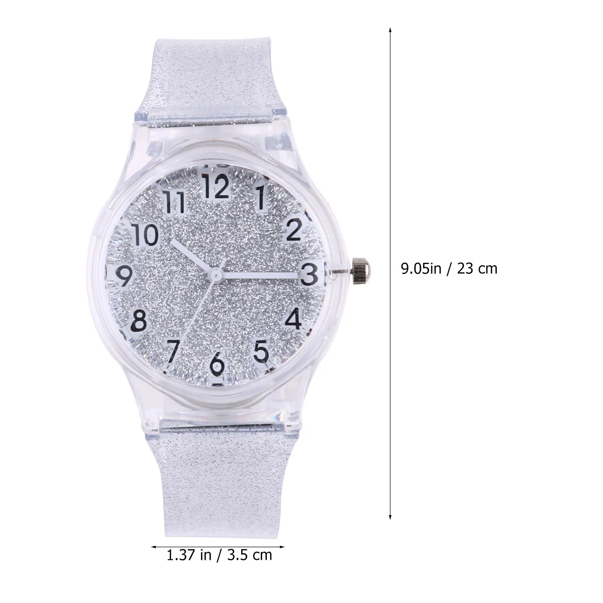 Silver Transparent Kids Watch Glitter Cool Funny Design Childrens Wristwatch Adjustable Comfortable Durable Gift