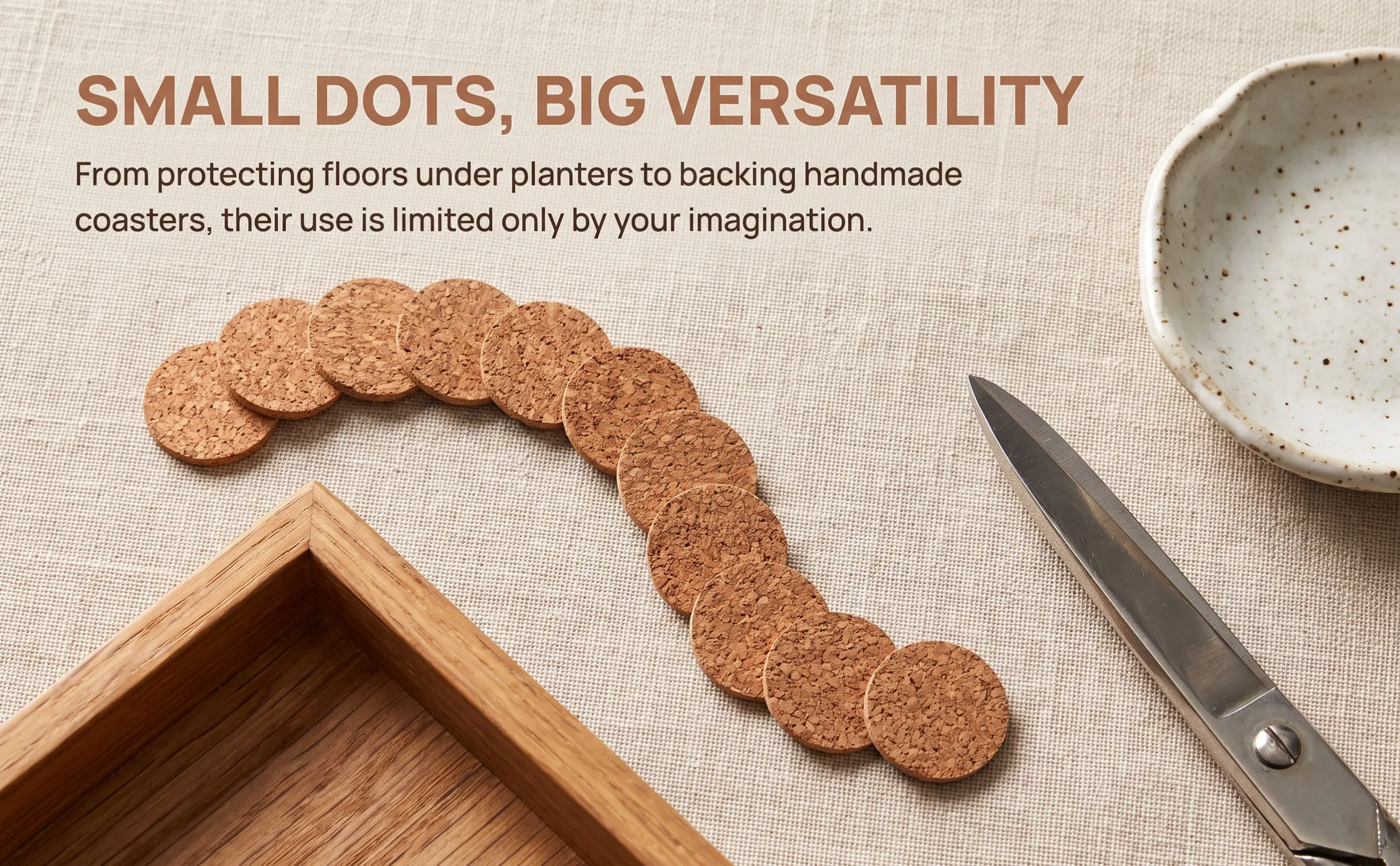 500Pcs Soft Cork Adhesive Pads Non Slip Round Self Adhesive Cork Circles Kitchen Cabinet Drawer Bumper Pads Noise Reduction