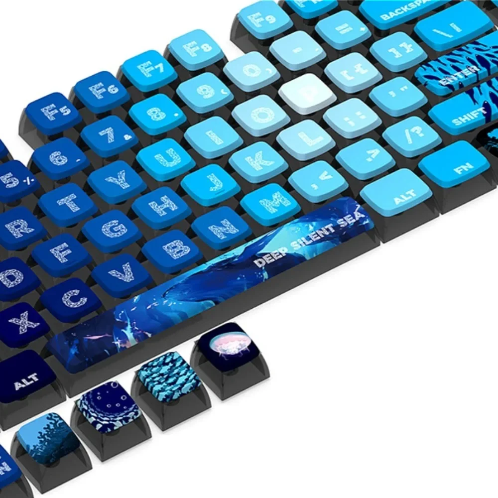 

Quiet deep sea 125-key PBT SAX keyboard keycaps for MX switches, custom mechanical keyboard accessories