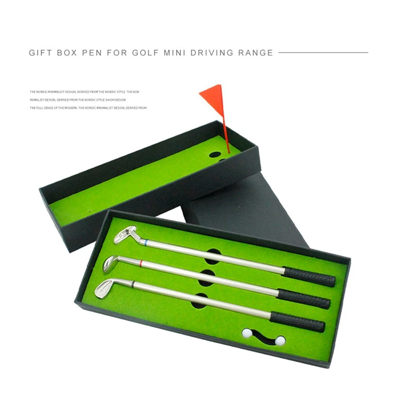 1 Sets Golf Club Pen Golf Gift Pen Simulation Driving Range Box Pen Writing Supplies Durable