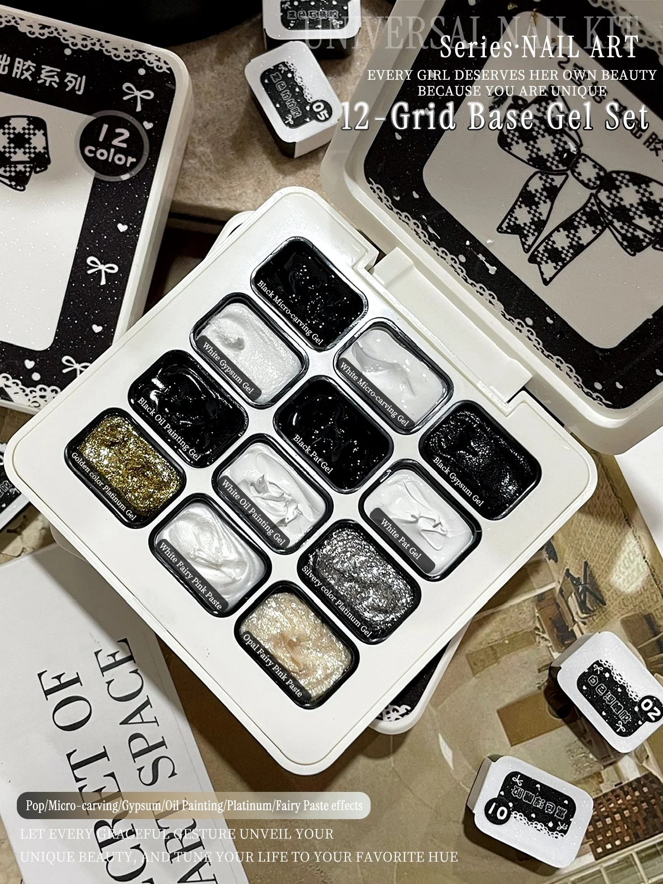 

12-цветный клей-краска для ногтей с эффектом размытия, высокой насыщенностью, популярный полутвердый гель-лак для салонов красоты, для специального использования