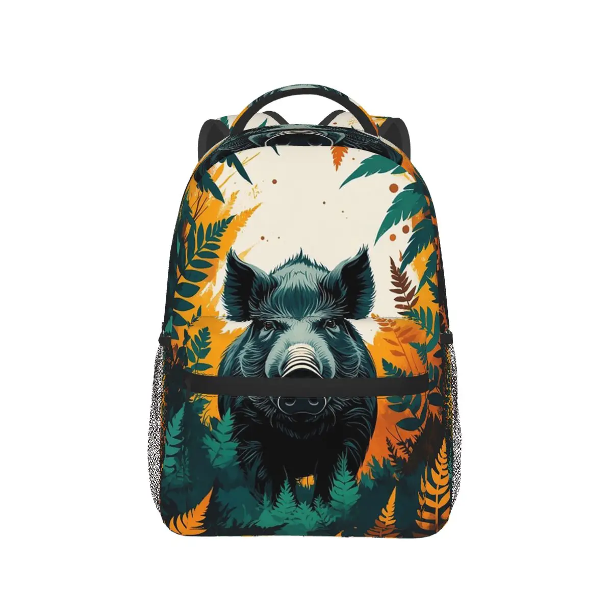 

Wild Boar Forest Illustration Rustic Wildlife Backpack Hot Sale Daypack Boys Girl BookBag School Bag Shoulder Bags for Men Women