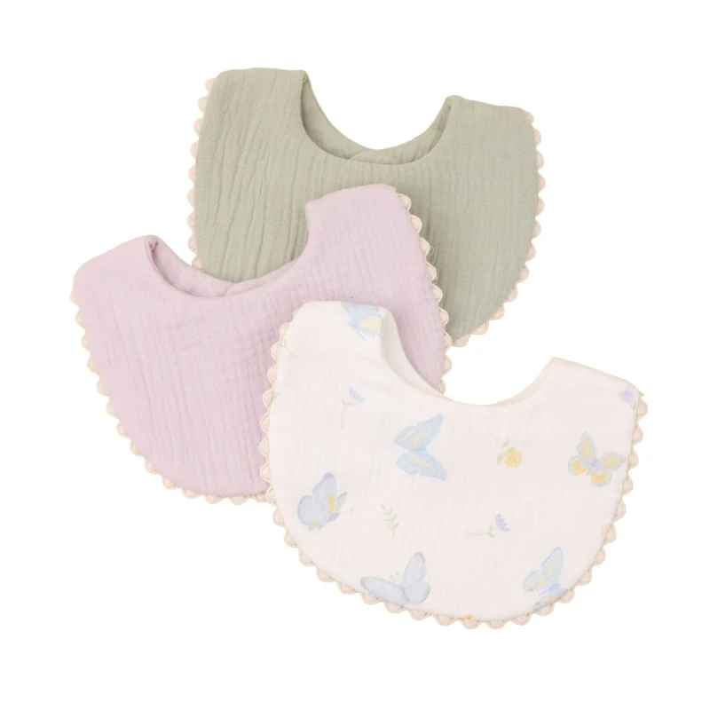 

3pcs Newborn Bibs Infant Burp Cloths Baby Stuff Feeding Drool Bandana Saliva Towel Toddler lace Floral Bib Baby Accessories