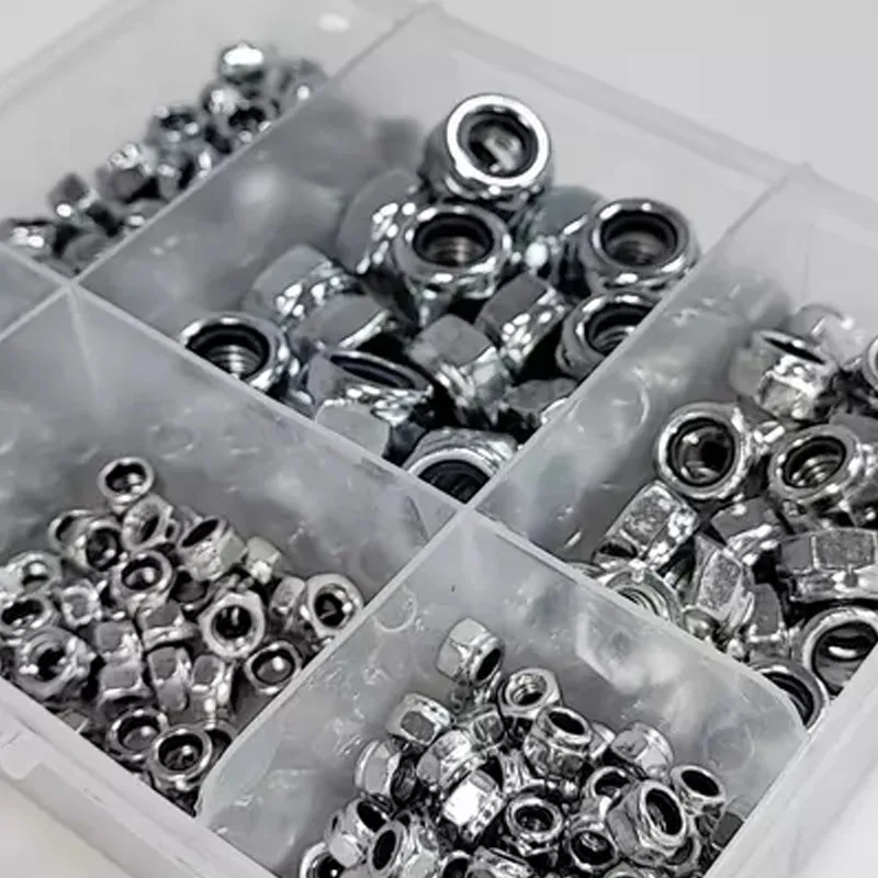 

365 шт. самоблокирующиеся нейлоновые вставные гайки шестиугольные контргайки из нержавеющей стали 304 с синим нейлоном M3 M4 M5 M6 M8 M10 комплект креплений