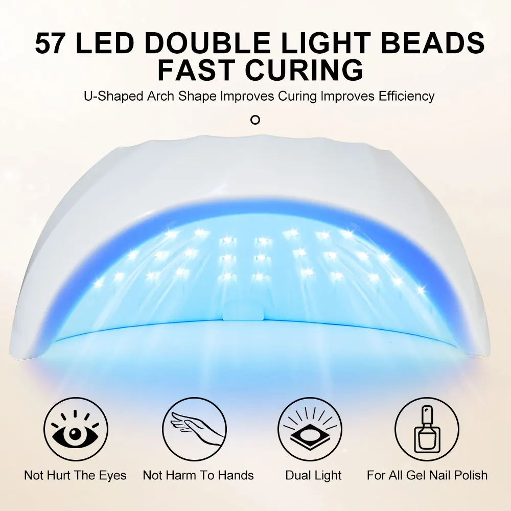 โคมไฟทำเล็บแบบโฟโตเทอราพีพร้อมไฟ LED 57 ดวง แห้งเร็ว มี 3 โหมดตั้งเวลา หน้าจอ LCD สำหรับร้านทำเล็บ/เครื่องอบเล็บที่บ้าน