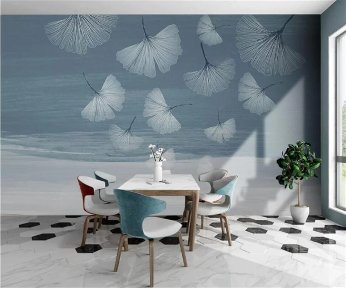 

Photo Mural Nordic modern abstract hand-painted plant leaf creativity leaf light luxury living room TV background wallpaper