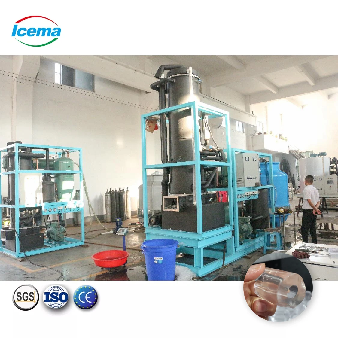 1t~30t Automatic Customization Ice Tube Maker Machine Industrial Tube Ice Machine for Bar Hotel Ice Factory