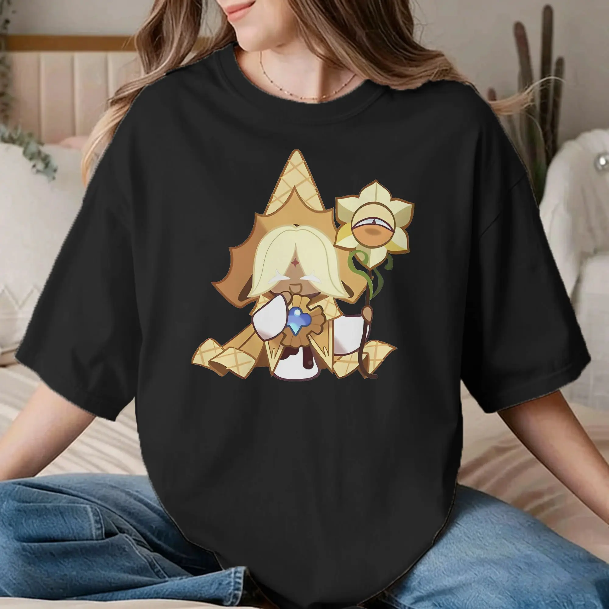 Men Women Pure Vanilla Cookie T Shirts Cookie Run Kingdom 100% Cotton Tops Creative Short Sleeve Tee Shirt Printed T-Shirt