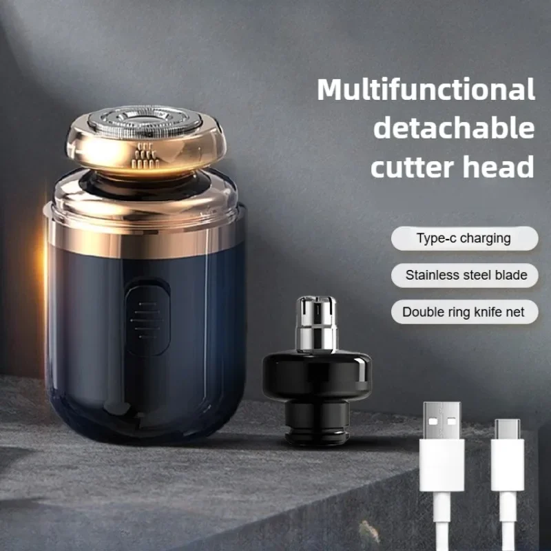 2 IN 1 Mini Portable Electric Capsule Shaver Nose Hair Trimmer Rechargeable Electric Beard Scraper Knife For Men's Travel Razor