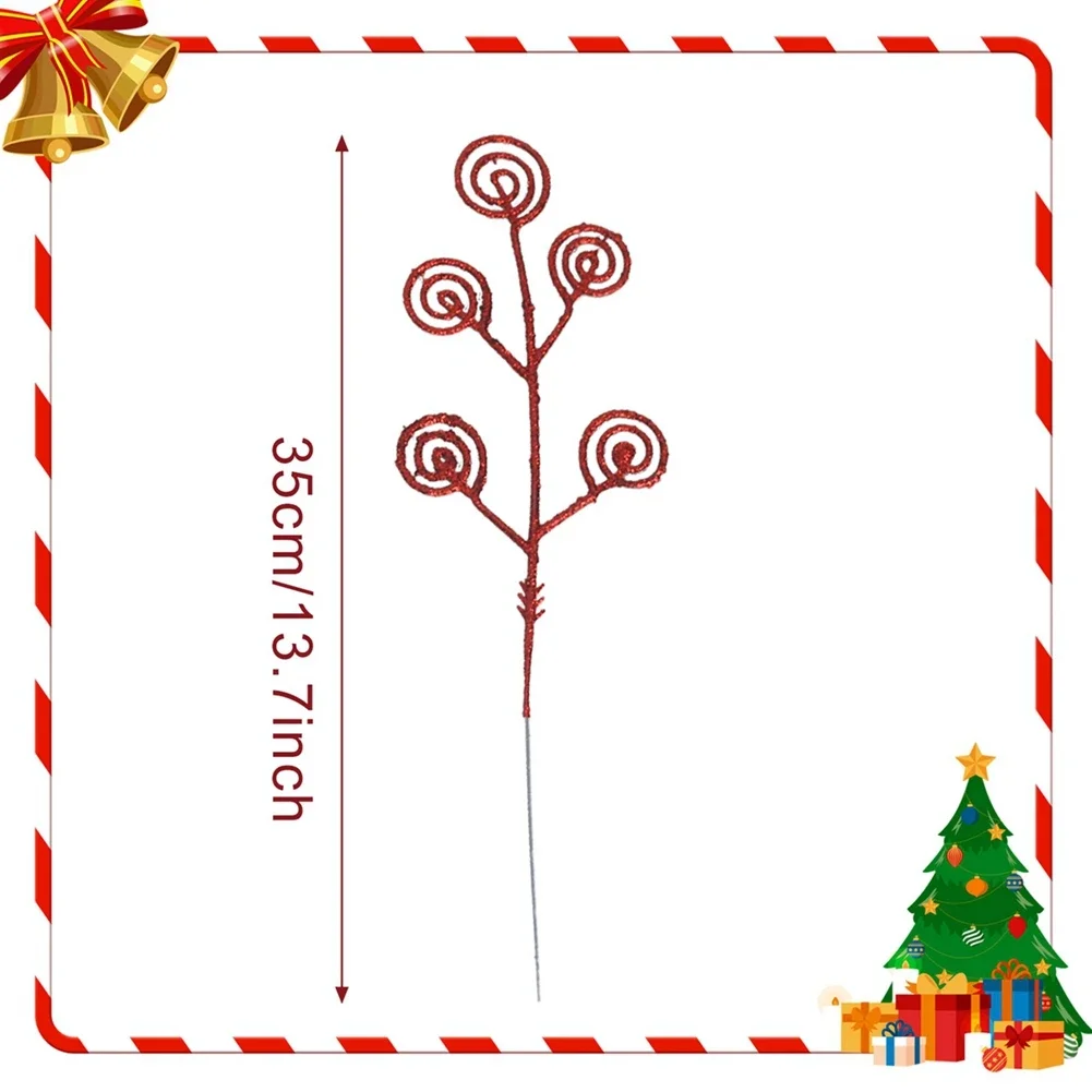 16個入り クリスマスツリーピック デコレーション キャンディケイン ウール製カーリーピック ロリポップ 大型 クリスマスツリートッパー飾り ホームベースフィラー