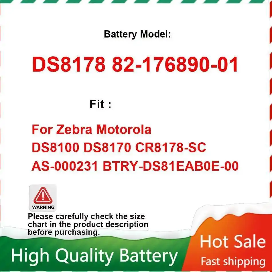 

Scan Gun Battery DS8178 82-176890-01 2450Mah For Zebra Motorola DS8100 DS8170 CR8178-SC AS-000231 Btry-DS81EAB0E-00