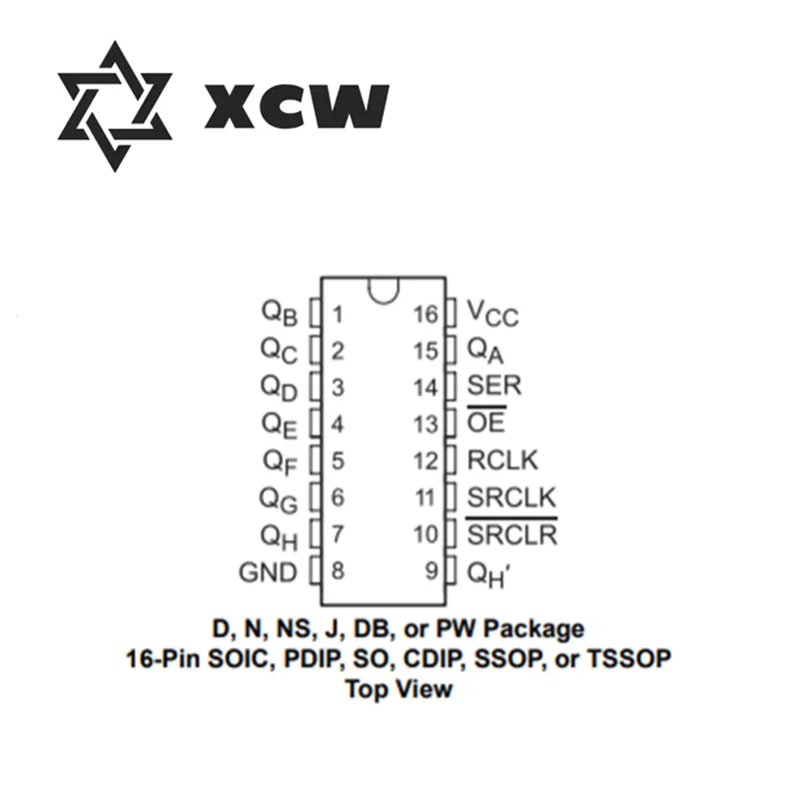10Pcs Off-The-Shelf 74HC595 SN74HC595N Dip-16 8-Bit Klink Digitale Logic Registreer Chip
