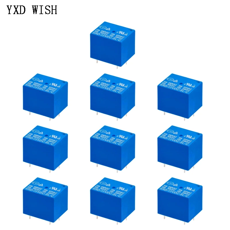 50PCS/lot Power Relays SRD -05V 09V 12V 24VDC -SL-C 10A 250VAC Relay 5Pin SRD-05-SL-C SRD-12VDC-SL-C SRD-24VDC-SL-C Relay