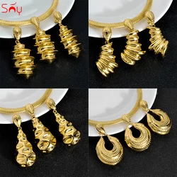 Sunny Jewelry Sets For Women Pendent Necklace Earrings Dubai 18K Gold Plated Copper Large Geometry Charm Gift for Wedding Party