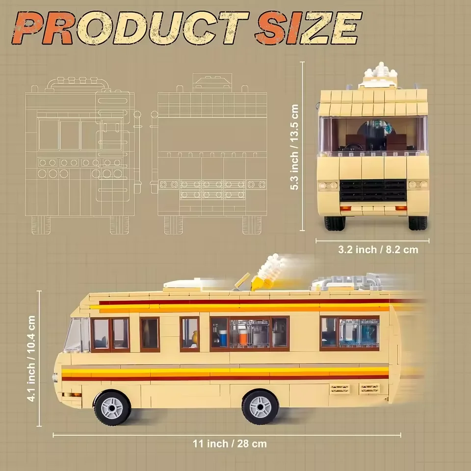 MOC Breaking Bad Bus Model zabawkowy zestaw akcesoriów do budowania klocków RV klocki na imprezę urodzinową edukacyjne DIY prezenty świąteczne dla dzieci
