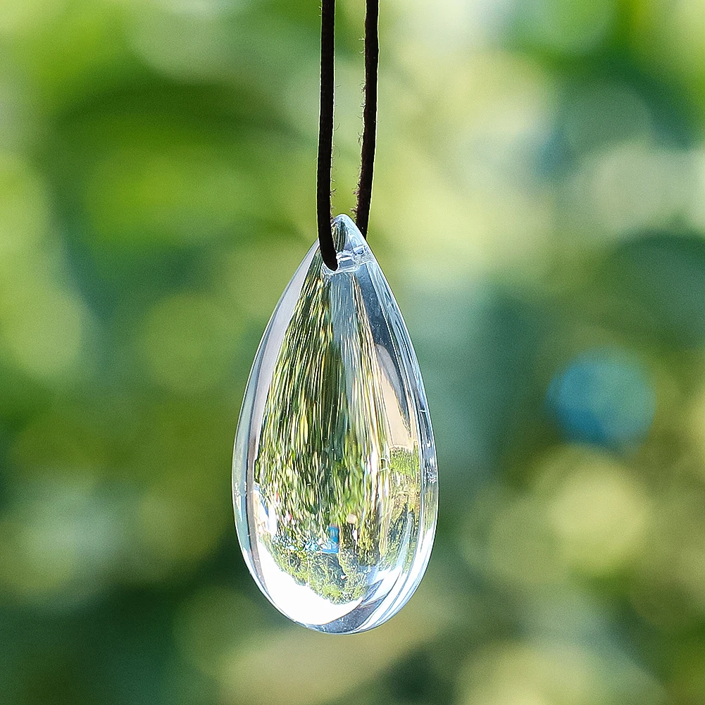 2PCS Teardrop Crystal Suncatcher Hanging Decor Clear Glass Prisms Chandelier Parts Loose Beads Pendant for DIY Jewelry Making