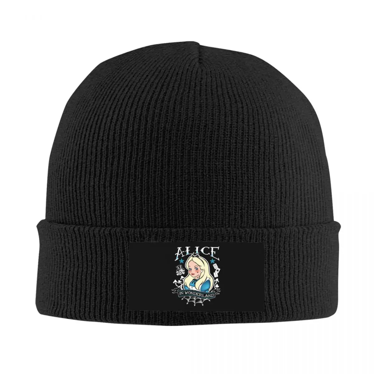 

Custom Alice In Wonderland Beanie Cap Unisex Winter Warm Bonnet Homme Knitted Hats Hip Hop Manga Skullies Beanies Caps Men Women