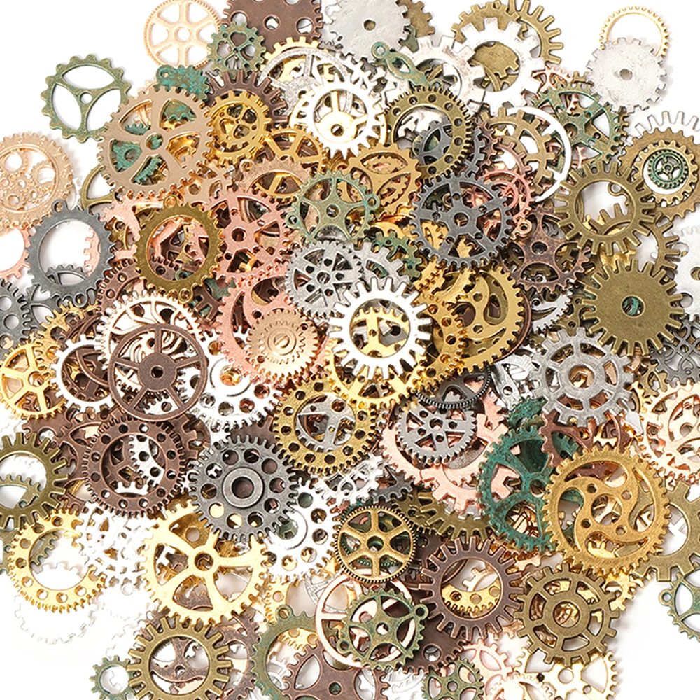 50g/100g Mixed Steampunk Gears Cogs Charms Pendant Antique Metal Beads DIY Crafts Accessories Handmade Jewelry Making  Component