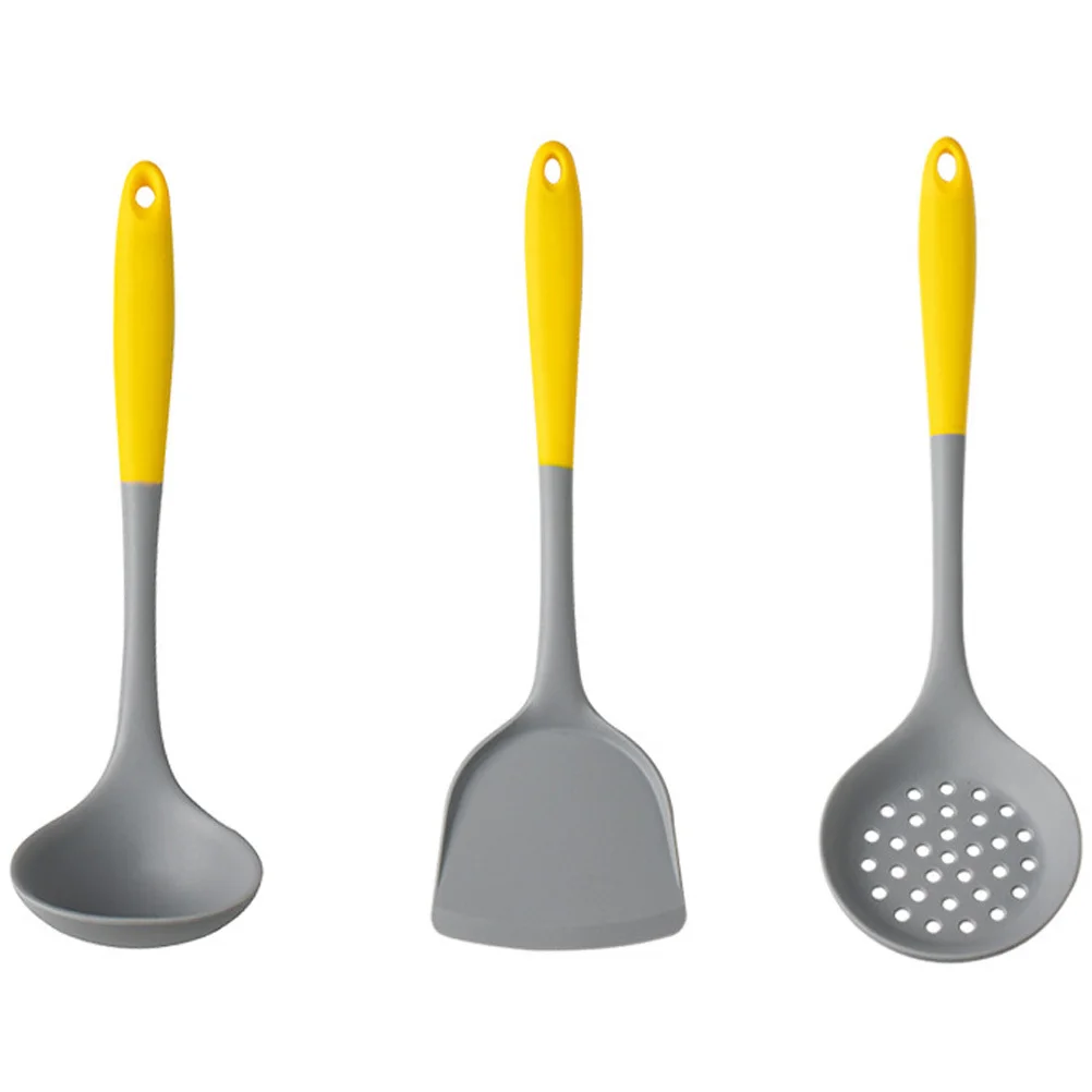 

1Set Silicone Slotted Spoon and Spatula Set Fine Craftsmanship Heat Resistant Kitchen Cookware for Family Camping Kitchen