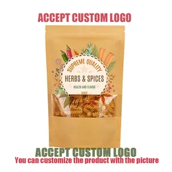 Custom Printed High Quality kraft Paper Ziplock Bag Gift Dried Food Fruit Tea Packaging Stand Up Window Pouch Self Sealing Bags