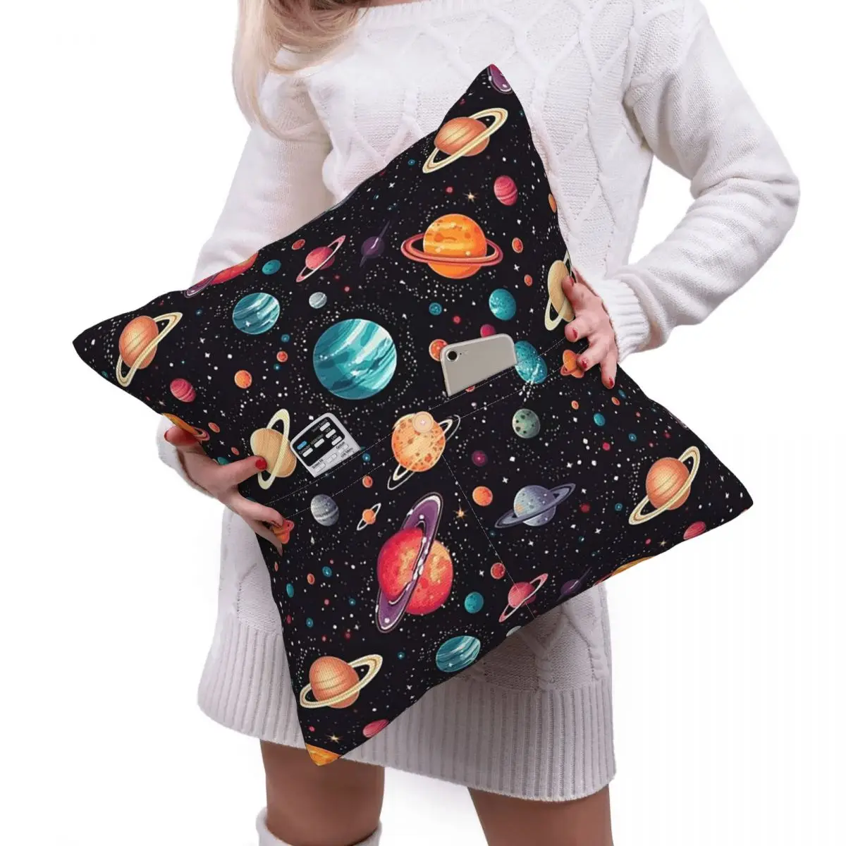 Solar System Space Planets Universe Square Linen Pillowcase Cushion Cover Polyester Decorative Bedroom Home Comfort Throw Pillow