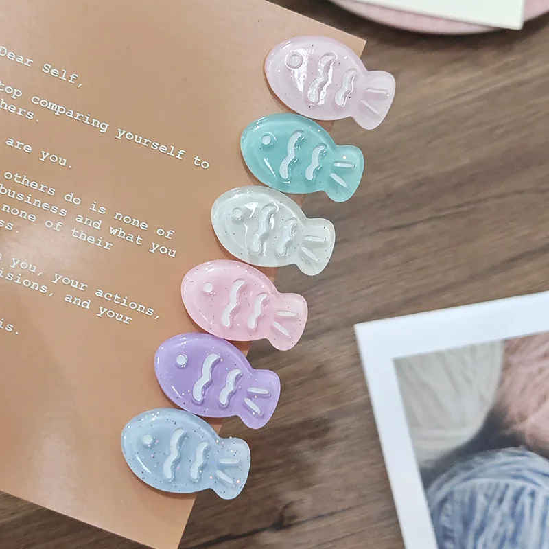 6Pcs/Lot Sparkling Small Fish Blue Pink Hair Clips For Women Girl Heart Dopamine Colorful Edge Clip Side New Clip Hair
