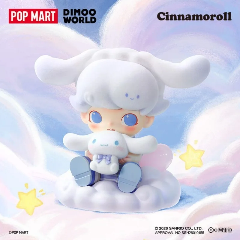 

Original POP MART DIMOO WORLD × Cinnamoroll Blind Boxes Kawaii Anime Figure Desktop Ornament Toy Year of the Horse Holiday Gifts